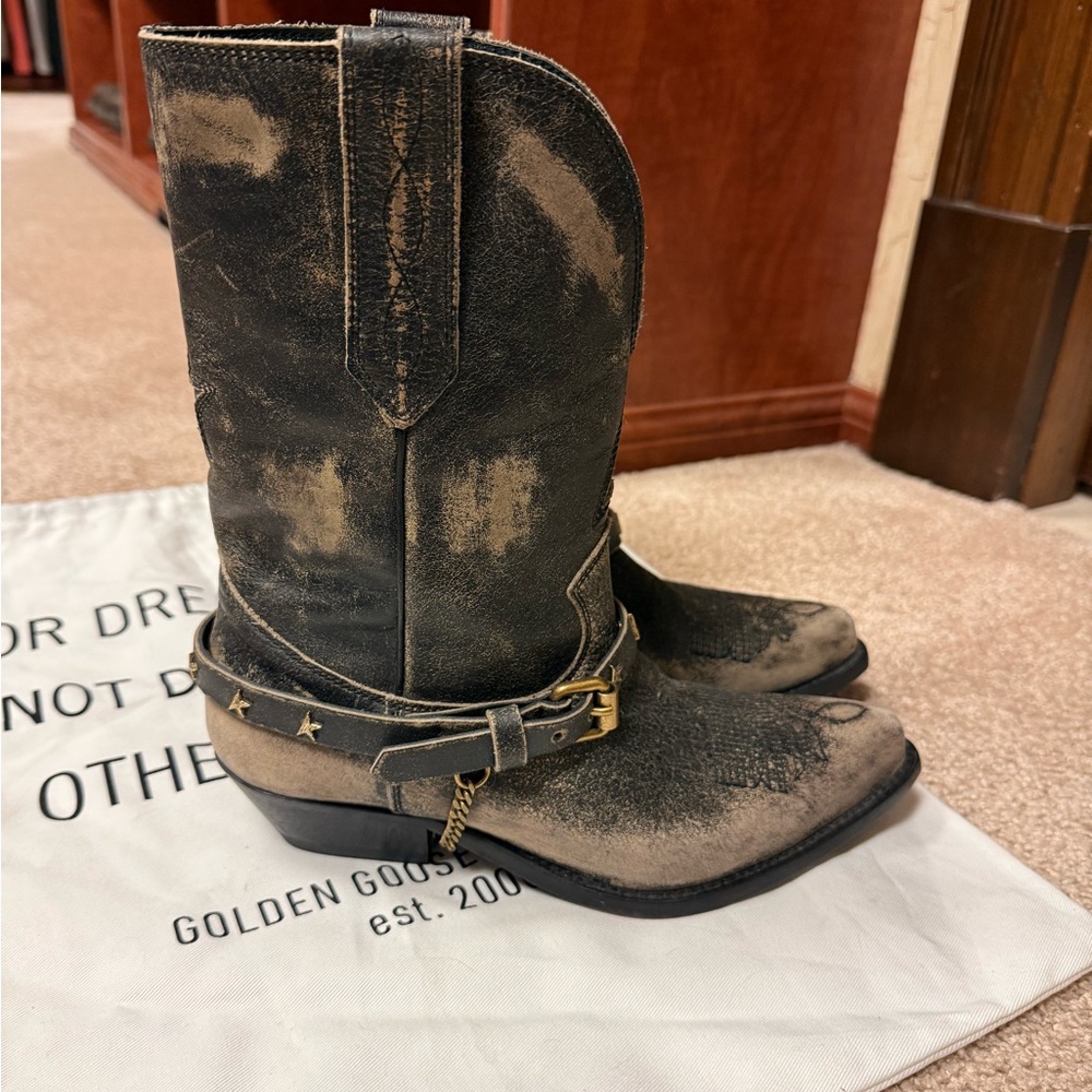 Like New Ladies Size 38 (8) Golden Gooden Wish Star Harness Short Cowboy Boot - Picture 3 of 10